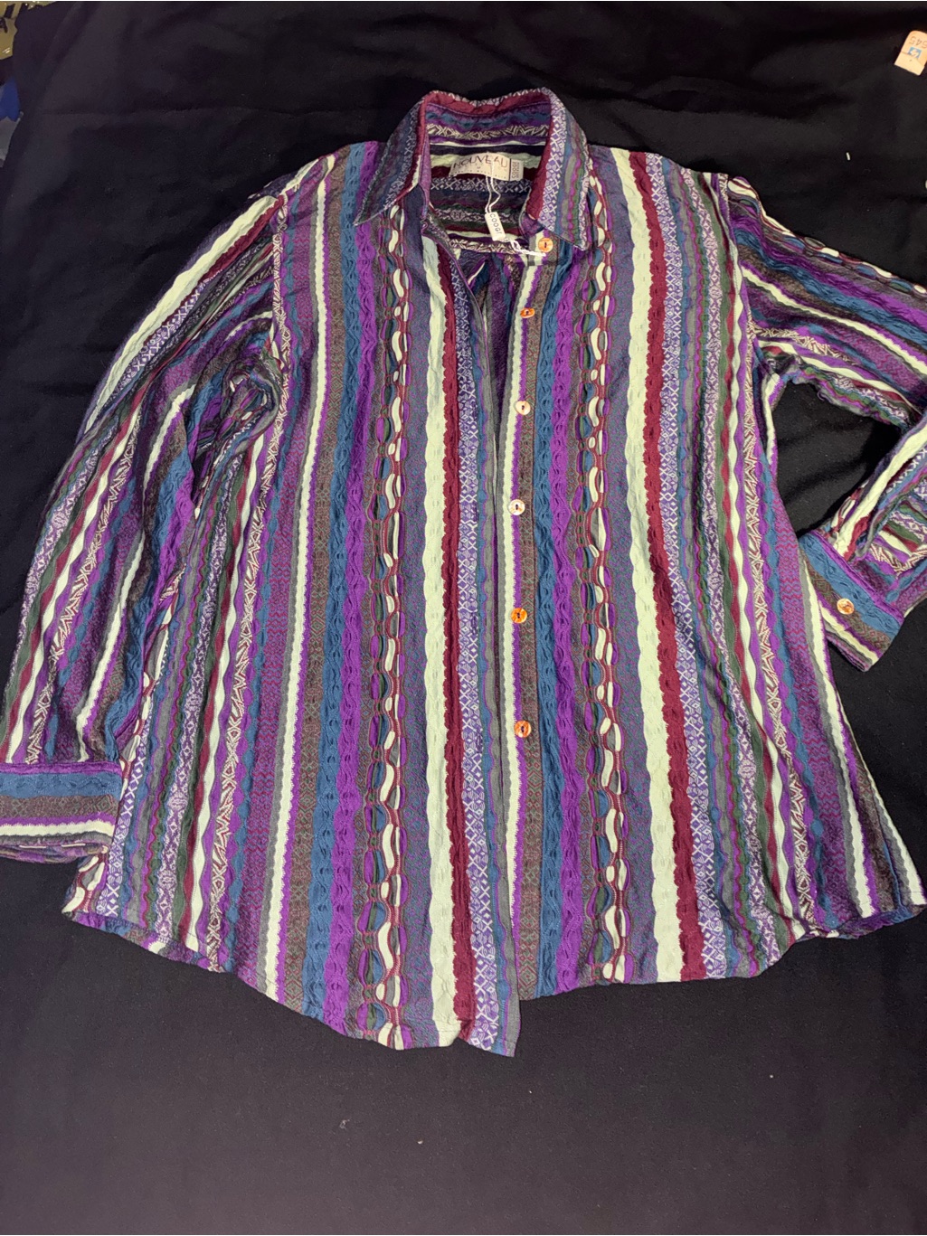 Coogi Multicolor Striped Button-Down Shirt In Purple & Teal
